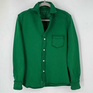 Frank & Eileen Triple Fleece Eileen Button Down Sweatshirt Green NWOT